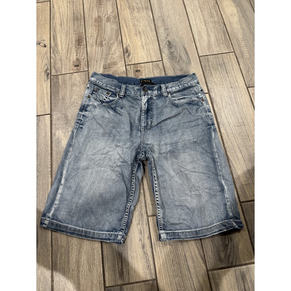 Helix Men's Size 34 Denim Shorts Light Wash Distressed Button Fly Pockets